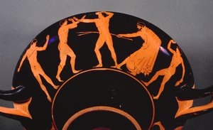 Roodfigurige kylix met atleten in training, ca. 500 v.Chr.